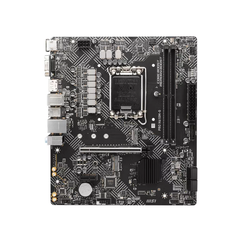 Płyta główna MSI PRO H610M-G — Intel H610, LGA 1700, micro ATX, DDR5, 2 DIMM, do 96 GB, M.2, SATA III, HDMI 2.1, DisplayPort 1.4