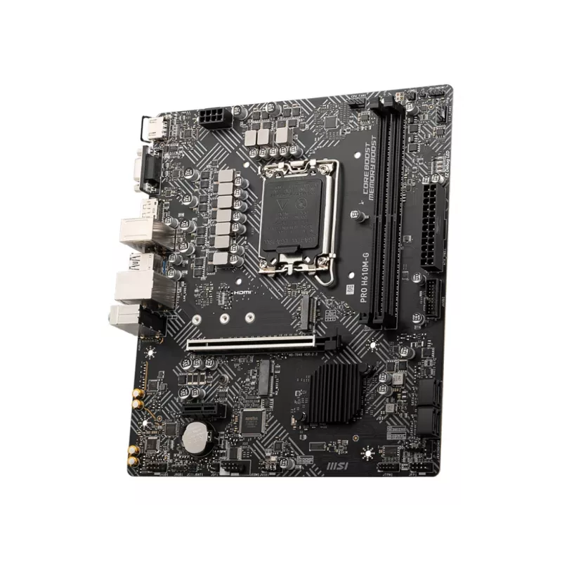 Płyta główna MSI PRO H610M-G — Intel H610, LGA 1700, micro ATX, DDR5, 2 DIMM, do 96 GB, M.2, SATA III, HDMI 2.1, DisplayPort 1.4
