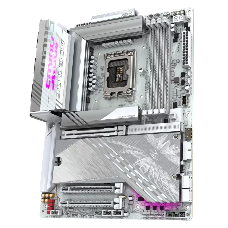 Płyta główna GIGABYTE Z890 AORUS ELITE X ICE - obsługuje procesory Intel Core Ultra (Series 2), 16+1+2 faz VRM, do 9500MHz DDR5 (OC), 1xPCIe 5.0 + 4xPCIe 4.0, Wi-Fi 7, LAN 2,5GbE, Thunderbolt 4