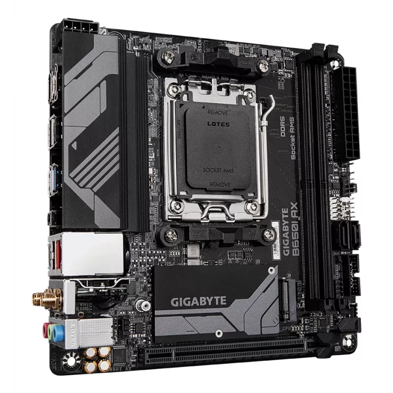 Płyta główna GIGABYTE B650I AX - procesory AMD Ryzen 9000 Series, 5+2+1 faz VRM, do 6400MHz DDR5 (OC), 1xPCIe 4.0 M.2, 2.5GbE LAN, WIFI 6E, USB 3.2 Gen 2