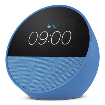 Inteligentny głośnik z wyświetlaczem Amazon Echo Spot — 2,83 cala (7,19 cm) 320×240, procesor MediaTek, Wi‑Fi a/b/g/n/ac, głośnik 2,1 W, niebieski