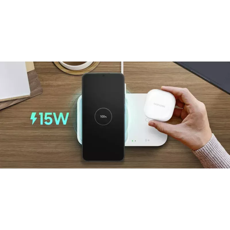 Ładowarka bezprzewodowa Samsung EP-P5400, 15 W, szara, ładowarka wewnętrzna USB, kompatybilna ze słuchawkami, smartfonami i smartwatchami