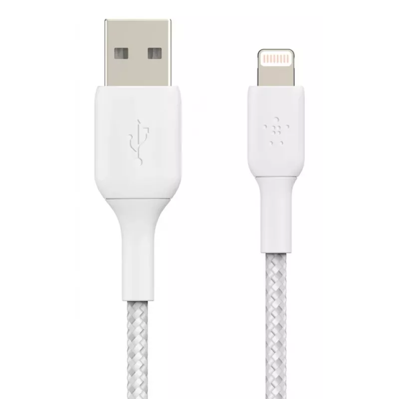 BELKIN Lightning To USB-a kabel Braided 1m biały