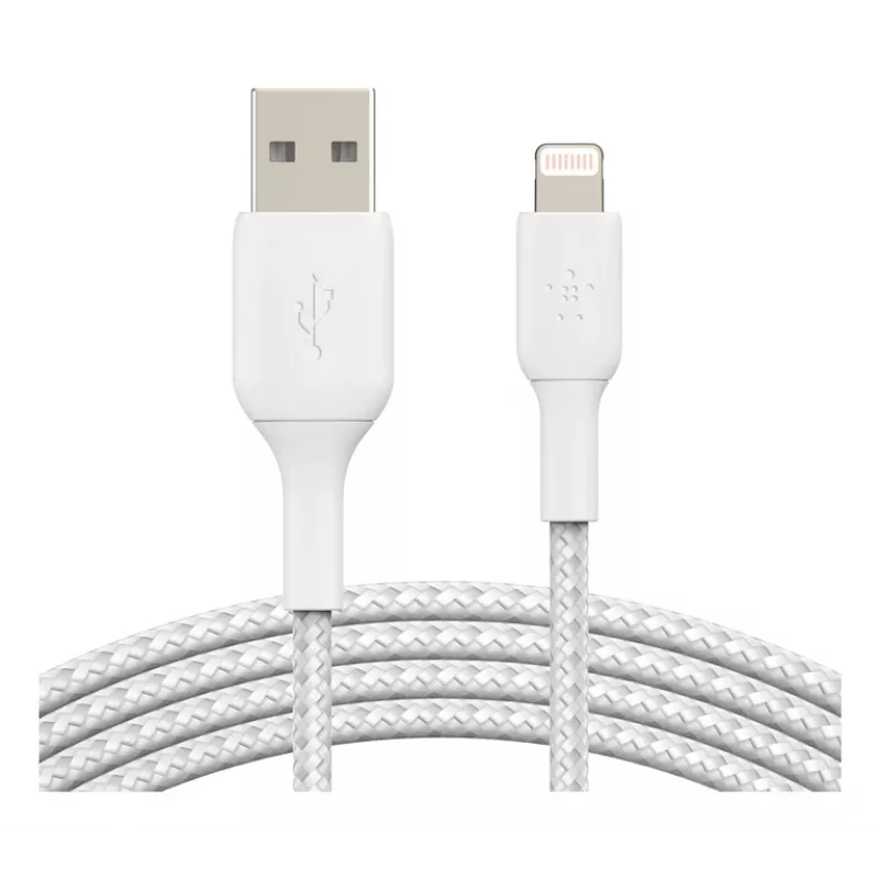 BELKIN Lightning To USB-a kabel Braided 1m biały