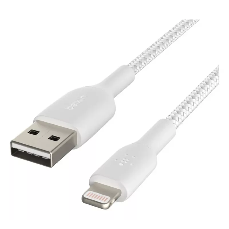 BELKIN Lightning To USB-a kabel Braided 1m biały