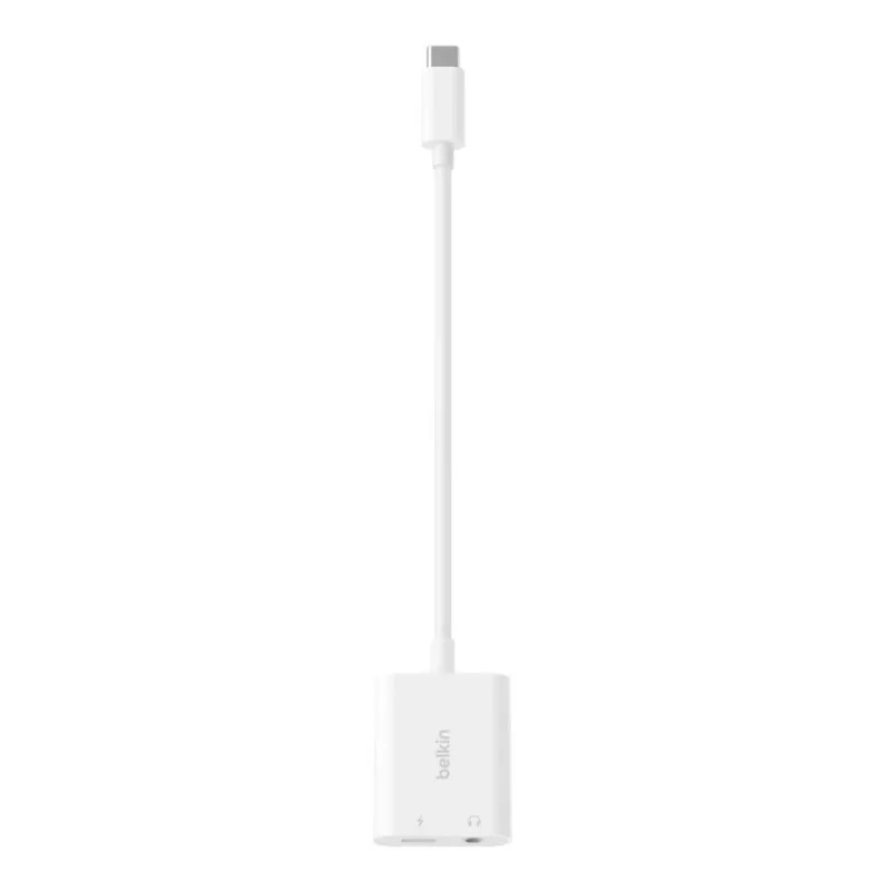BELKIN Charge Adapter Rockstar 3.5mm Audio + USB-c biały