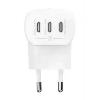 BELKIN Ładowarka ścienna - Boostcharge - Ładowarka USB-C 3-portowa - Z PPS 67 W - Biała
