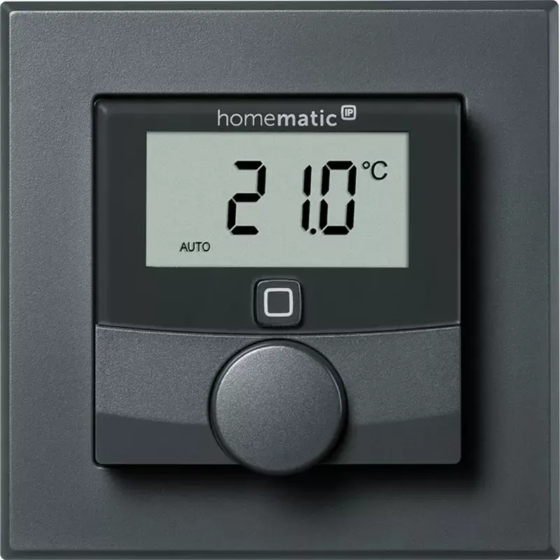 Termostat ścienny HomeMatic HmIP-BWTH-A antracytowy 230V — regulator temperatury pokojowej, zasilany sieciowo
