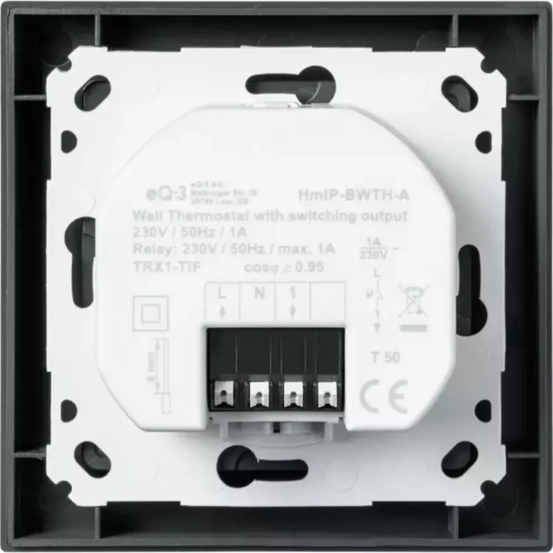 Termostat ścienny HomeMatic HmIP-BWTH-A antracytowy 230V — regulator temperatury pokojowej, zasilany sieciowo