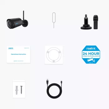 Kamera IP bezpieczeństwa Reolink Argus B320-B — 3 MP bezprzewodowa zewnętrzna kamera typu bullet, bateria/solarna, Wi‑Fi, IP65, 2304×1296, H.265, dwukierunkowa komunikacja audio, microSD do 128 GB
