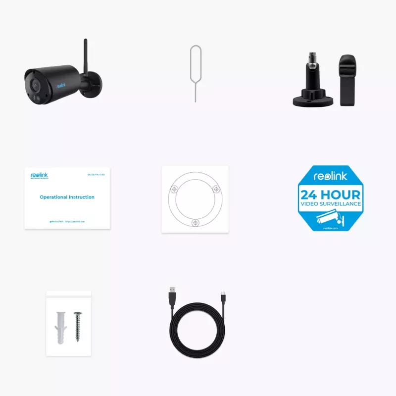 Kamera IP bezpieczeństwa Reolink Argus B320-B — 3 MP bezprzewodowa zewnętrzna kamera typu bullet, bateria/solarna, Wi‑Fi, IP65, 2304×1296, H.265, dwukierunkowa komunikacja audio, microSD do 128 GB
