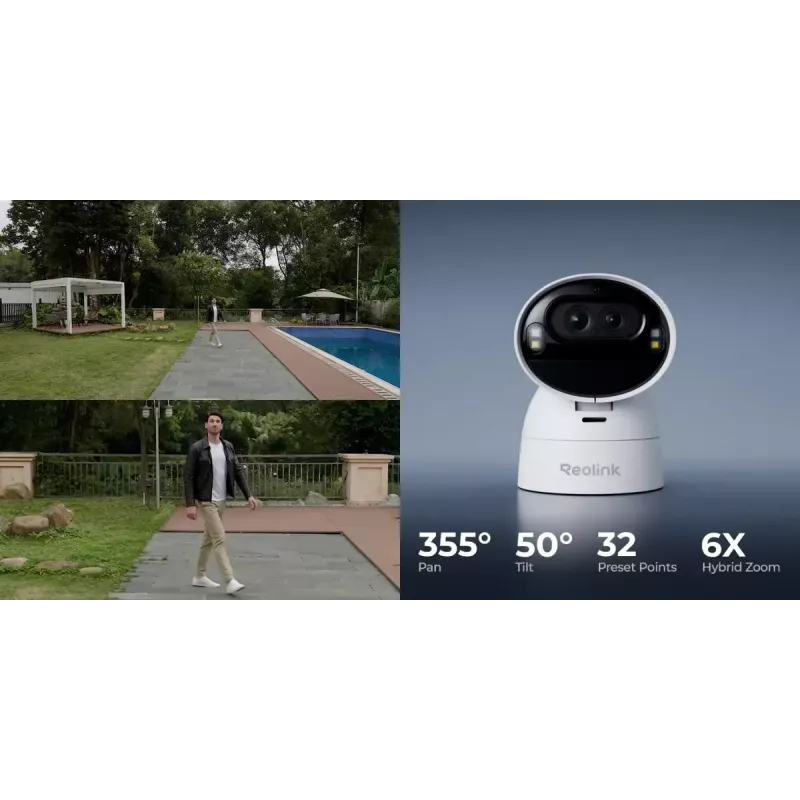 Kamera bezpieczeństwa IP Reolink Reolink Argus Series B740X bezprzewodowa wewnętrzna/zewnętrzna montaż sufitowy/ścienny czarno-biała przetwornik CMOS 1/2,7 cala zakres panoramowania 0–355° zakres pochylenia 0–50° odległość detekcji 11 m
