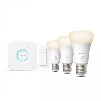 Zestaw startowy Philips Hue White: 3 inteligentne żarówki E27 (1100) + ściemniacz