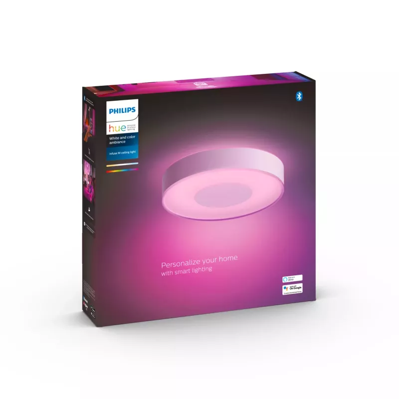 Lampa sufitowa Philips Hue biały and Colour Ambience Infuse medium — regulowane białe i kolorowe oświetlenie, sterowanie aplikacją i głosem