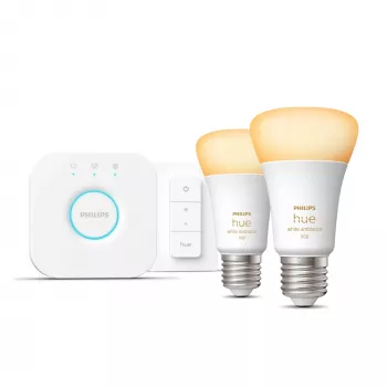 Philips Hue biały ambience Zestaw startowy: 2 inteligentne żarówki E27 (1100) + przełącznik ściemniający