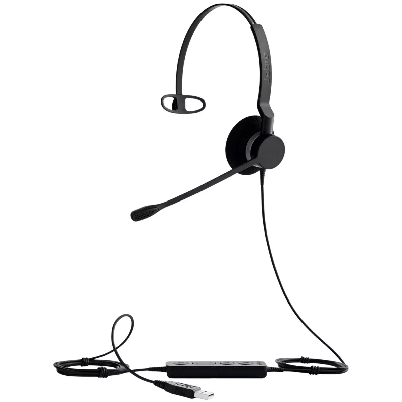 Jabra BIZ 2300 Mono, USB, UC, przewodowy, biuro/centrum telefoniczne, 150 - 6800 Hz, 49 g, słuchawka, czarny