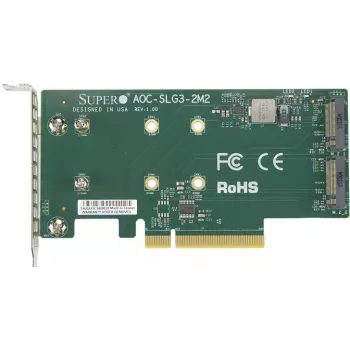 SUPERMICRO Niskoprofilowa karta rozszerzeń PCI-e obsługująca 2 moduły M2 (aoc-slg3-2m2-o)