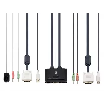 LevelOne 2-portowy przełącznik KVM USB DVI-D Single Link z obsługą audio