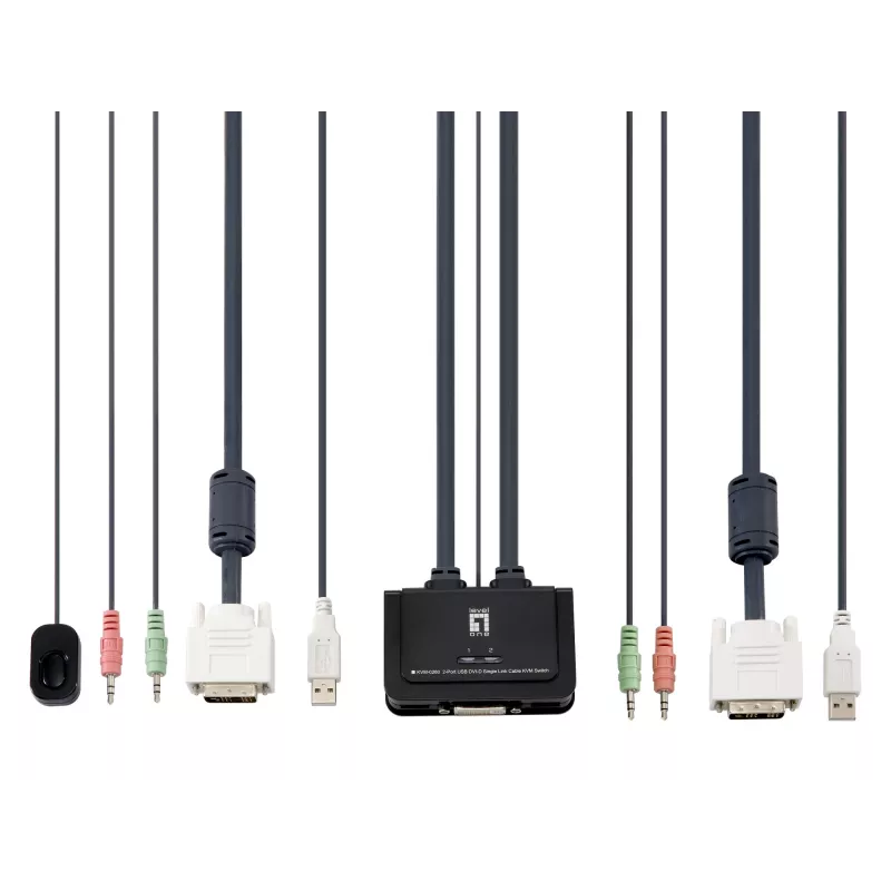 LevelOne 2-portowy przełącznik KVM USB DVI-D Single Link z obsługą audio