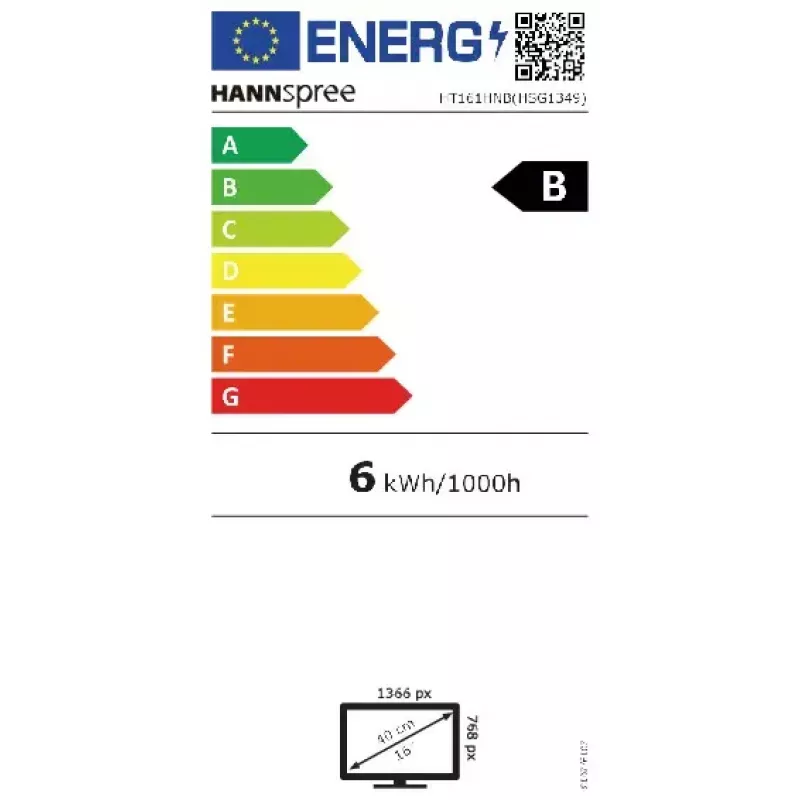 Hannspree HT161HNB monitor komputerowy 39,6 cm (15,6 cala) 1366 x 768 pikseli HD LED Ekran dotykowy Na biurko Czarny