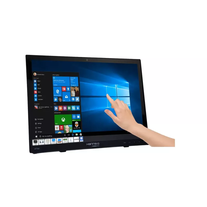 Hannspree HT161HNB monitor komputerowy 39,6 cm (15,6 cala) 1366 x 768 pikseli HD LED Ekran dotykowy Na biurko Czarny