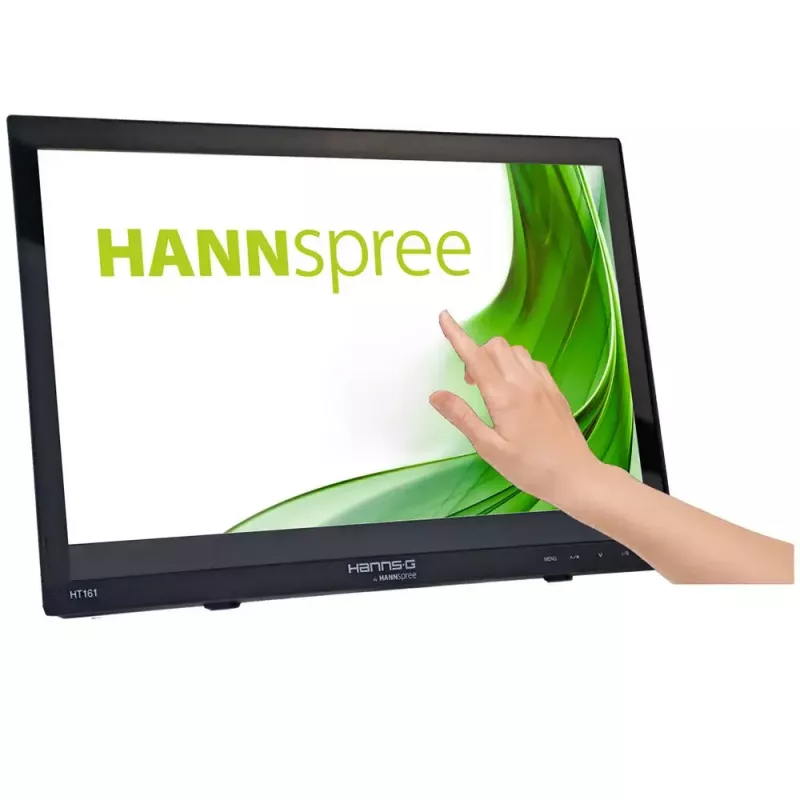 Hannspree HT161HNB monitor komputerowy 39,6 cm (15,6 cala) 1366 x 768 pikseli HD LED Ekran dotykowy Na biurko Czarny
