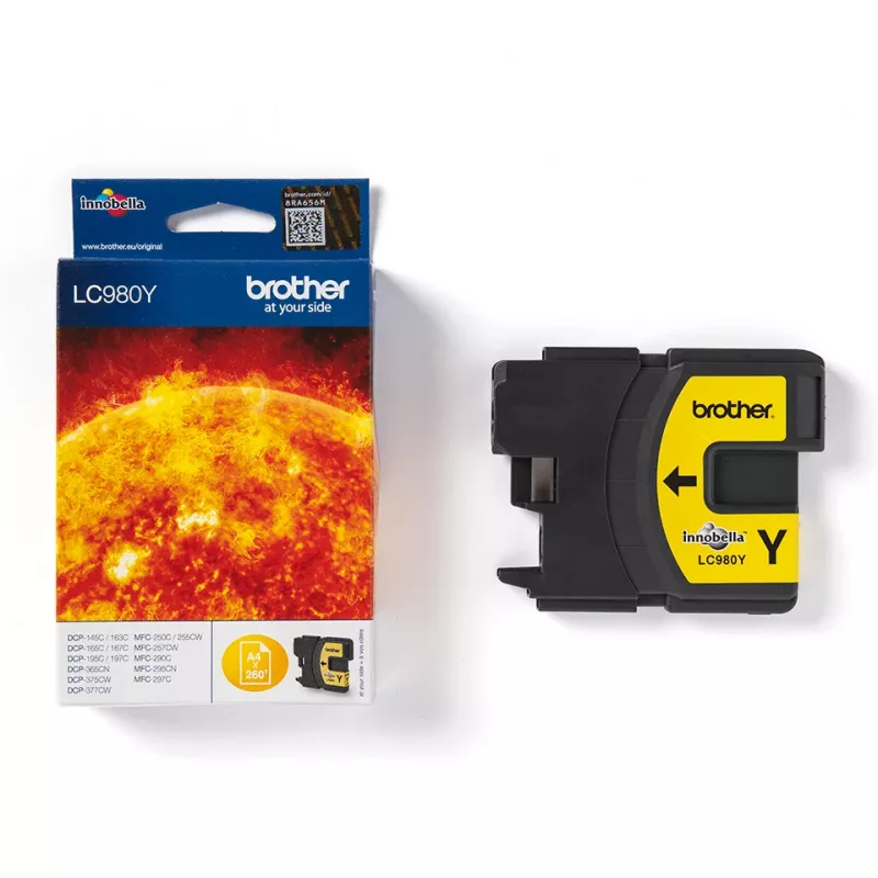 Wkład atramentowy Brother LC980Y 1 szt. Oryginalny żółty