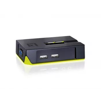 LevelOne 2-Portowy KVM VGA USB Switch, 2048 x 1536 pikseli, Czarny, Zielony