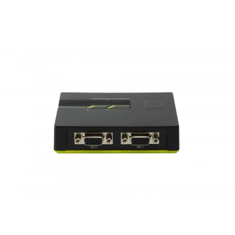 LevelOne 2-Portowy KVM VGA USB Switch, 2048 x 1536 pikseli, Czarny, Zielony
