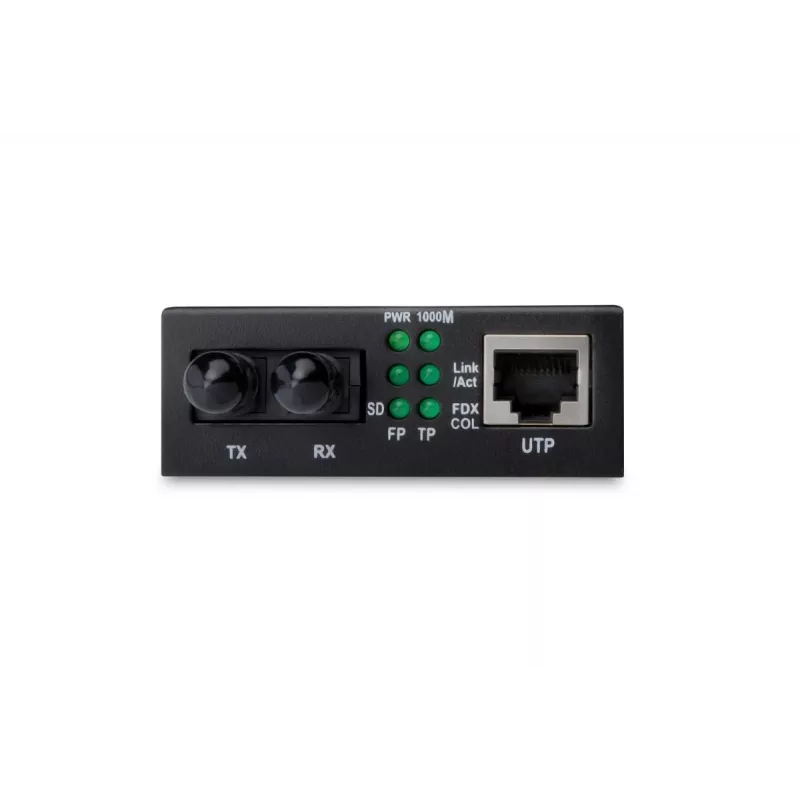 DIGITUS Media Converter, Multimode 10/100/1000Base-T to 1000Base-SX, Incl. PSU ST connector, Up to 0.5km