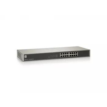 LevelOne 16-portowy przełącznik Gigabit, Niezarządzalny, Gigabit Ethernet (10/100/1000), Pełny dupleks, Montaż w szafie rack