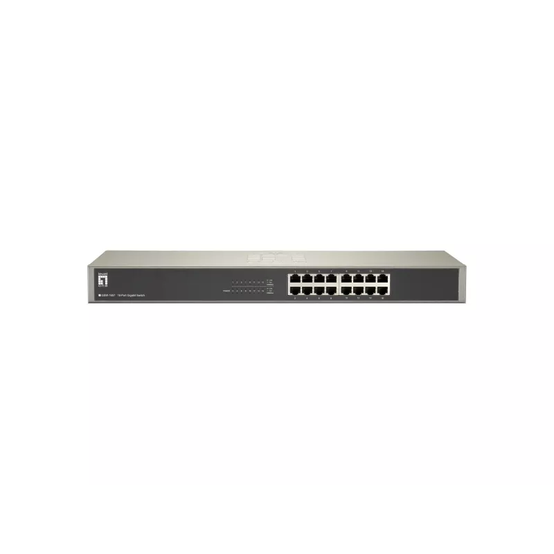 LevelOne 16-portowy przełącznik Gigabit, Niezarządzalny, Gigabit Ethernet (10/100/1000), Pełny dupleks, Montaż w szafie rack