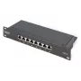 Panel krosowy DIGITUS CAT6 8-portowy ekranowany czarny 10 cali