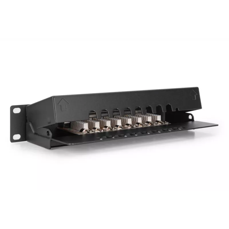 Panel krosowy DIGITUS CAT6 8-portowy ekranowany czarny 10 cali
