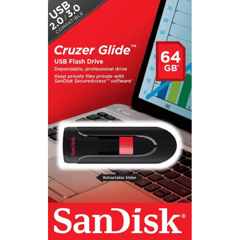 WESTERN DIGITAL SanDisk Cruzer Glide - 64GB pamięć USB - USB 2.0