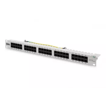 DIGITUS CAT 3 ISDN Patch Panel, nieekranowany 50-portów RJ45, 8P4C, LSA, 1U, montaż w szafie, kolor szary RAL 7035