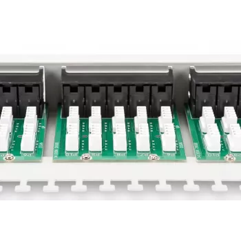DIGITUS CAT 3 ISDN Patch Panel, nieekranowany 50-portów RJ45, 8P4C, LSA, 1U, montaż w szafie, kolor szary RAL 7035