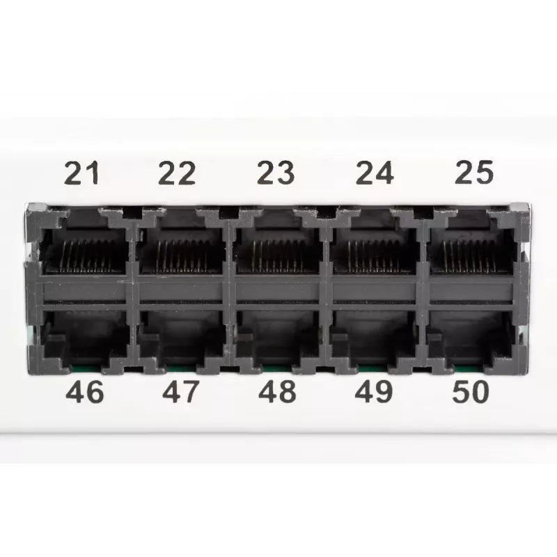 DIGITUS CAT 3 ISDN Patch Panel, nieekranowany 50-portów RJ45, 8P4C, LSA, 1U, montaż w szafie, kolor szary RAL 7035