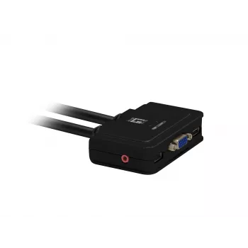 LevelOne 2-portowy przełącznik KVM z kablami USB VGA, obsługa audio, 2048 x 1536 pikseli, czarny