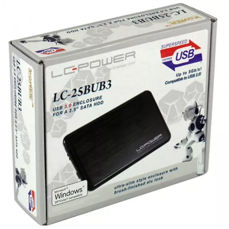 LC-POWER Media Player - USB Obudowa SATA-HDD 2.5 inch Aluminiowa USB 3.0 LC-Power Czarna