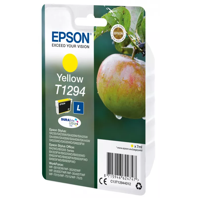 Epson Apple Singlepack żółty T1294 DURABrite Ultra Ink, żółty, atrament pigmentowy, 7 ml, 1 szt., 616 stron