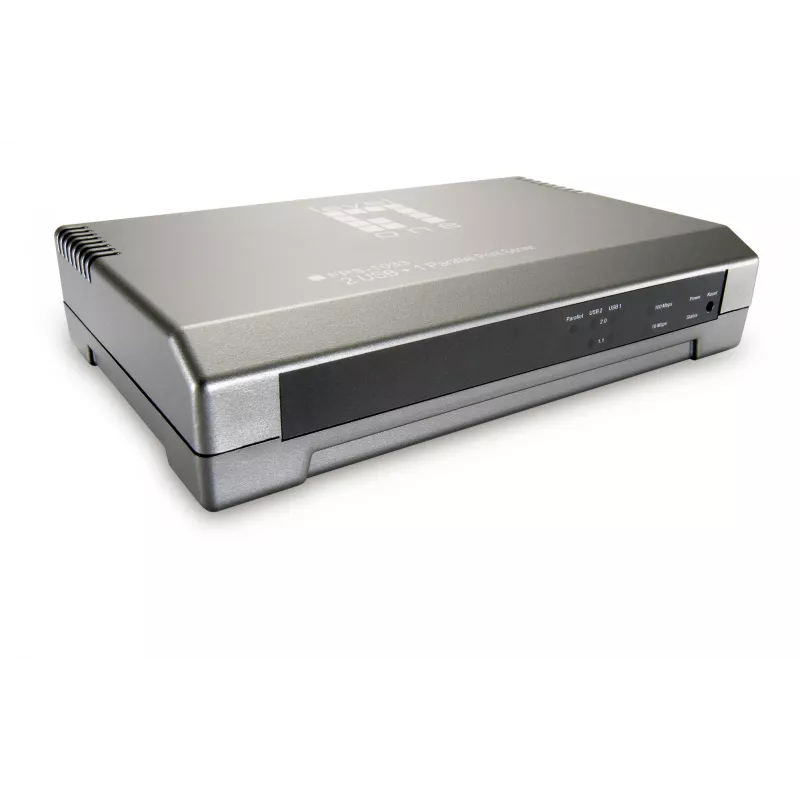 LevelOne Serwer Wydruku, 2 x USB, 1 x równoległy, Szary, Aktywność, Łącze, Zasilanie, Status, Tajwan, Ethernet LAN, IEEE 802.3, IEEE 802.3u, 10,100 Mbit/s
