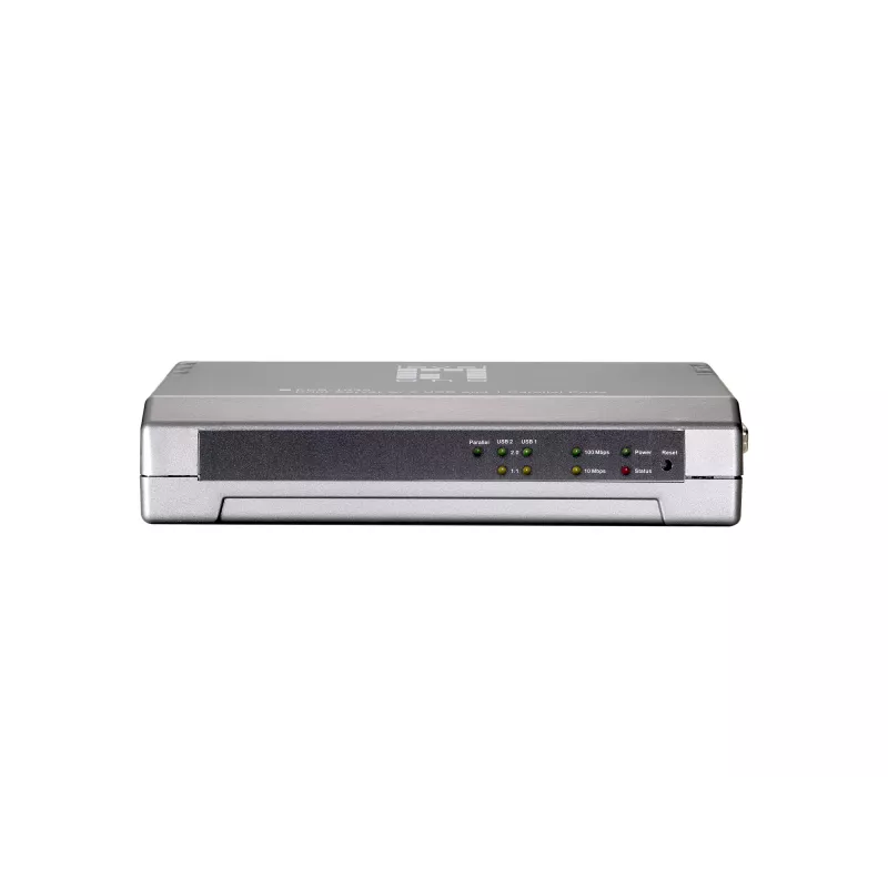 LevelOne Serwer Wydruku, 2 x USB, 1 x równoległy, Szary, Aktywność, Łącze, Zasilanie, Status, Tajwan, Ethernet LAN, IEEE 802.3, IEEE 802.3u, 10,100 Mbit/s