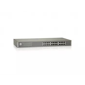 LevelOne 24-Port Fast Ethernet Switch, niezarządzalny, Fast Ethernet (10/100), pełny dupleks, montaż w szafie rack