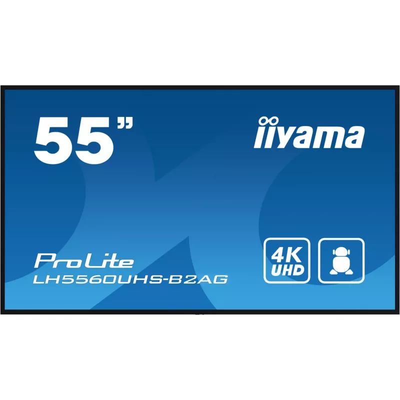 iiyama LH5560UHS-B2AG Wyświetlacz reklamowy Digital A-board 138,7 cm (54,6 cala) LED Wi-Fi 500 cd/m² 4K Ultra HD Czarny Wbudowany procesor Android 11 24/7