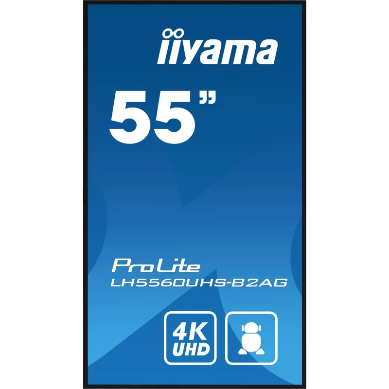 iiyama LH5560UHS-B2AG Wyświetlacz reklamowy Digital A-board 138,7 cm (54,6 cala) LED Wi-Fi 500 cd/m² 4K Ultra HD Czarny Wbudowany procesor Android 11 24/7