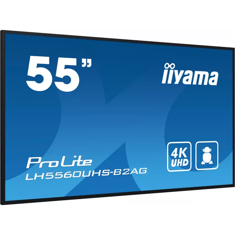 iiyama LH5560UHS-B2AG Wyświetlacz reklamowy Digital A-board 138,7 cm (54,6 cala) LED Wi-Fi 500 cd/m² 4K Ultra HD Czarny Wbudowany procesor Android 11 24/7