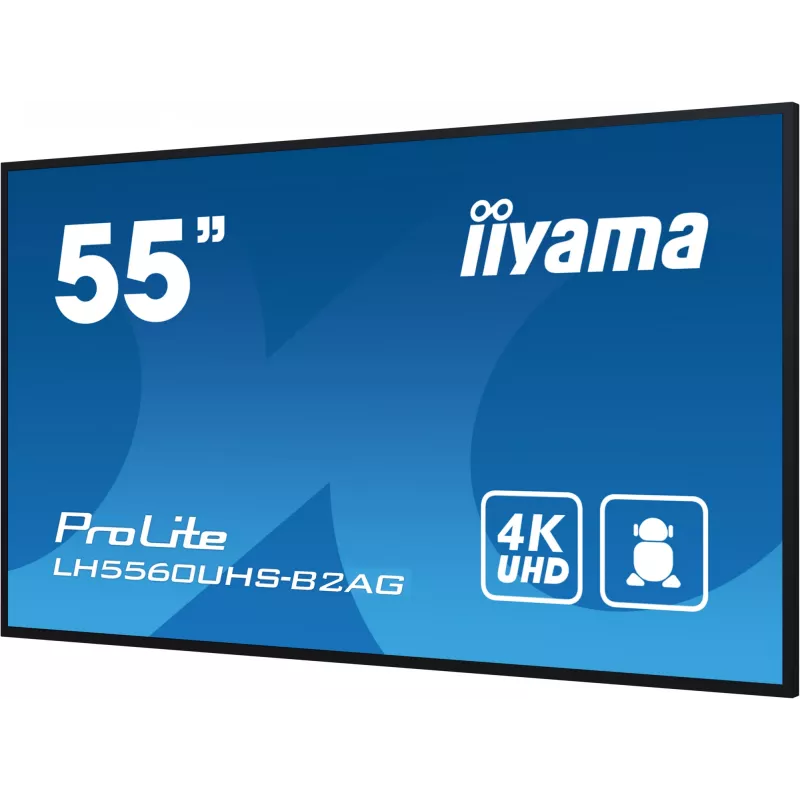iiyama LH5560UHS-B2AG Wyświetlacz reklamowy Digital A-board 138,7 cm (54,6 cala) LED Wi-Fi 500 cd/m² 4K Ultra HD Czarny Wbudowany procesor Android 11 24/7