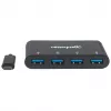 Stacja dokujaca/Hub Manhattan USB-C, Porty (x4): USB-A (x4), 5 Gbps (USB 3.2 Gen1 znany jako USB 3.0), Zasilany przez USB (nie wymaga zewnętrznego zasilacza), Kabel 20cm, Odpowiednik HB30C4AB
