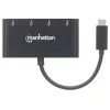 Stacja dokujaca/Hub Manhattan USB-C, Porty (x4): USB-A (x4), 5 Gbps (USB 3.2 Gen1 znany jako USB 3.0), Zasilany przez USB (nie wymaga zewnętrznego zasilacza), Kabel 20cm, Odpowiednik HB30C4AB